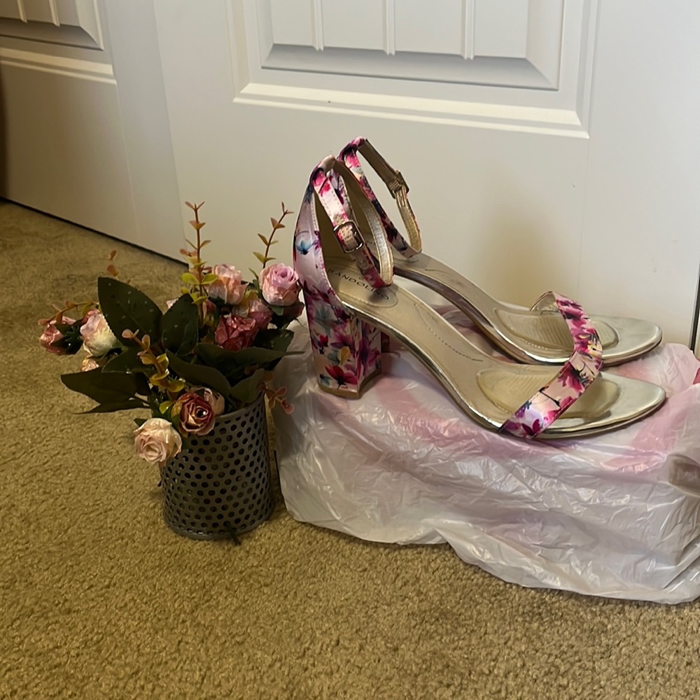 COPY - Pink Floral chunky heel shoes